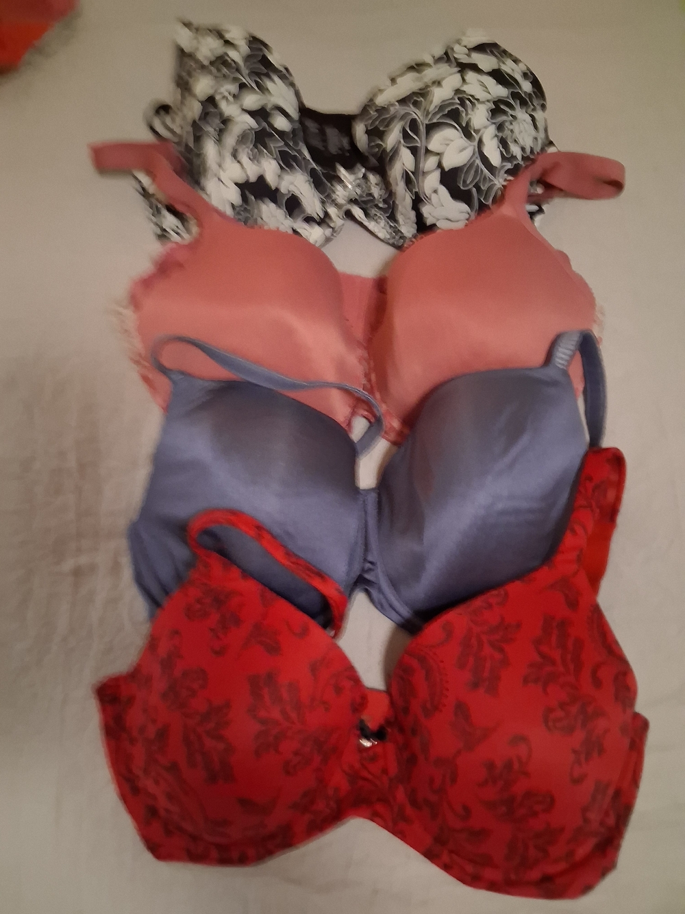 Mixed Colors Women's Underwire Bra Set - Pink, Gray, Red, Black/White Floral.